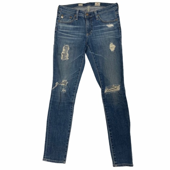ANTHROPOLOGIE AG Distressed Stevie Slim Straight Ankle Jeans - Picture 1 of 7